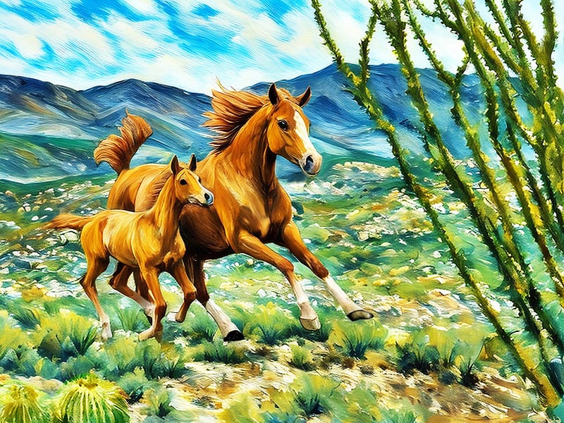 Wild Heart, Gentle Bond - A vibrant digital painting by Theresa Poalucci