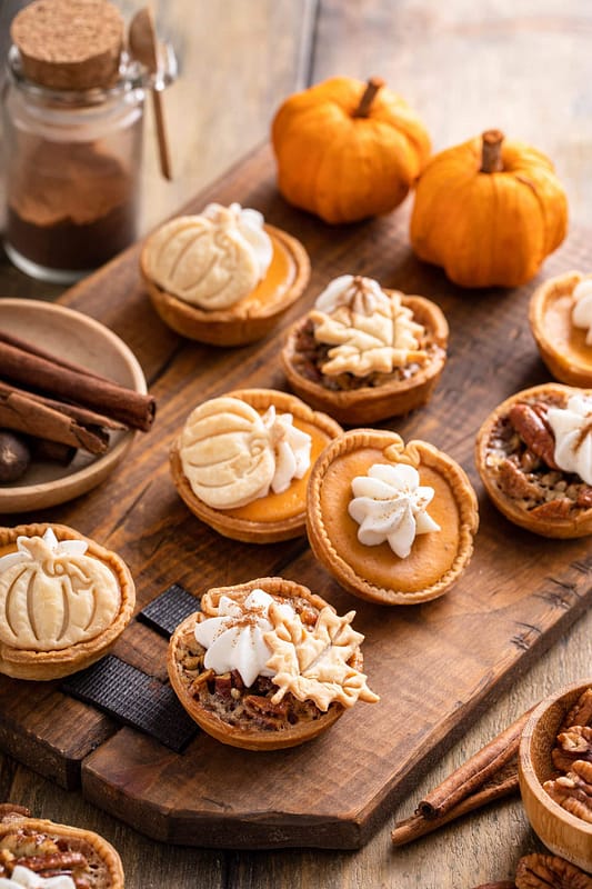 mini pumpkin and pecan pies recipe